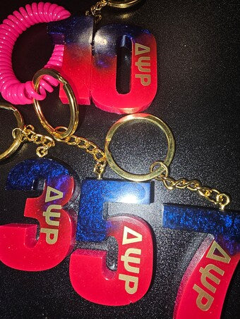🔢 Delta Psi Rho Personalized Line Number Keychains – Custom Greek Life Accessories